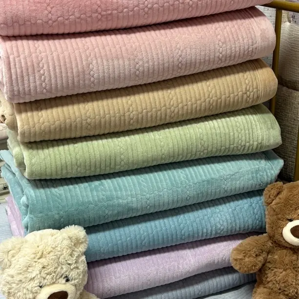 【升级]亲肤可清洗绗缝宝宝绒夹棉四季通用简约风婴儿绒床盖