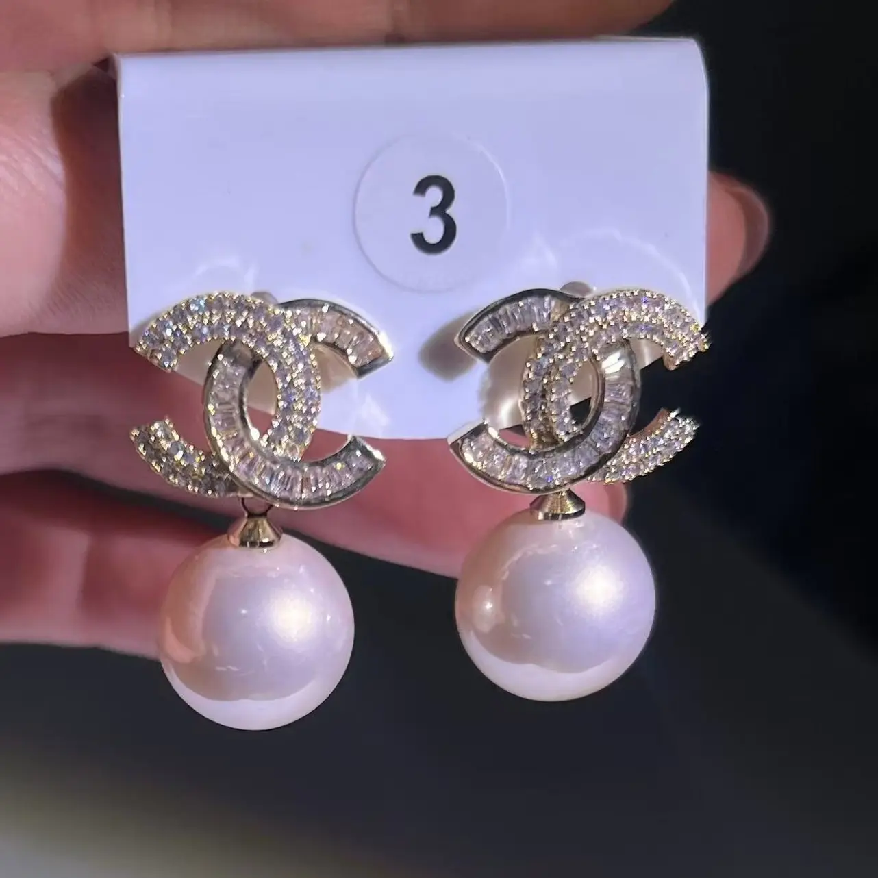 铜合金仿珍珠耳饰 女浅金男女通用耳钉小香珍珠高档耳饰素款