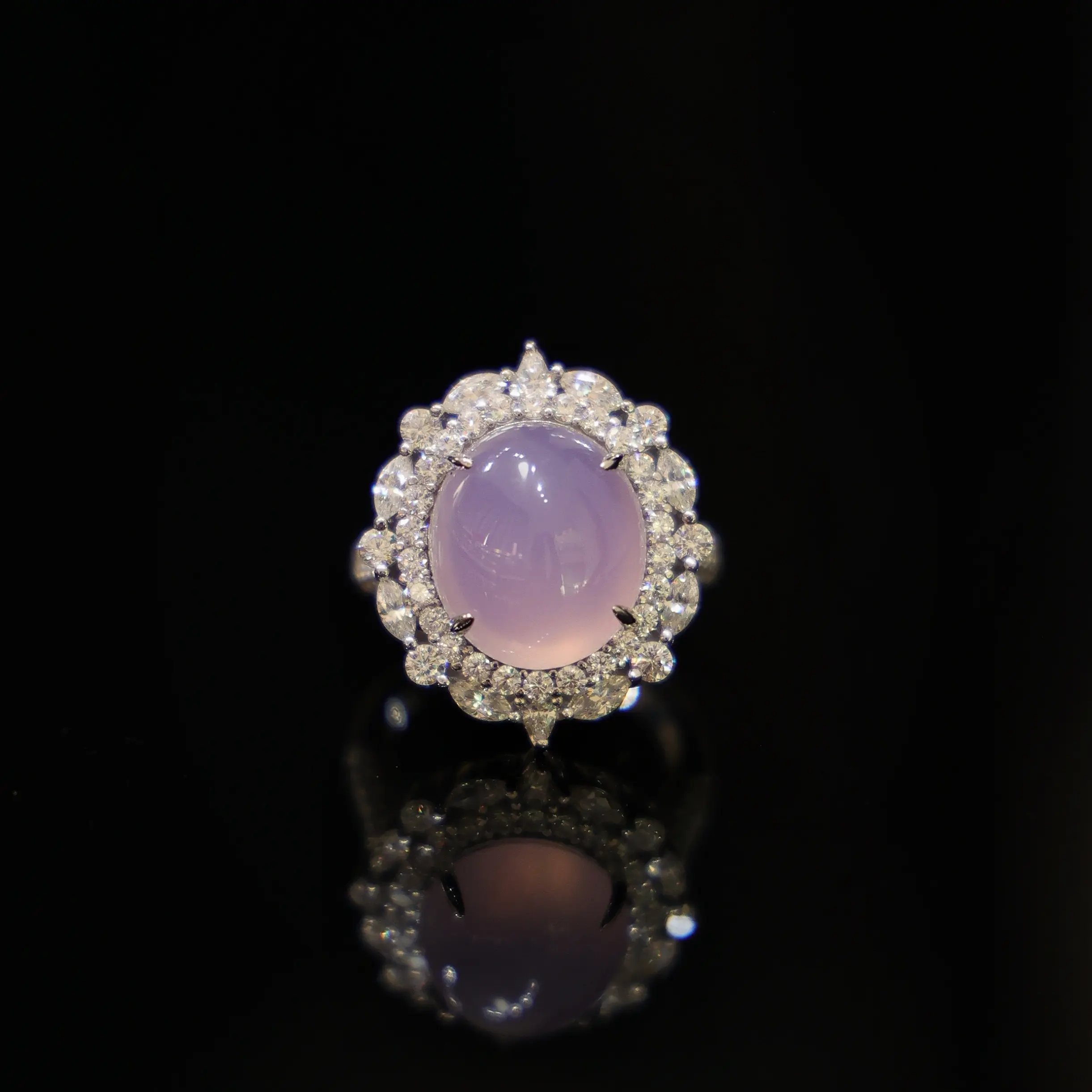 925银银制品 紫罗兰高级小众气质女款紫鸽子蛋戒指