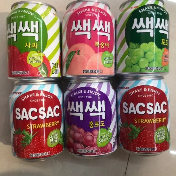 韩国进口乐天果肉饮料多口味葡萄桃子苹果草莓清爽解腻