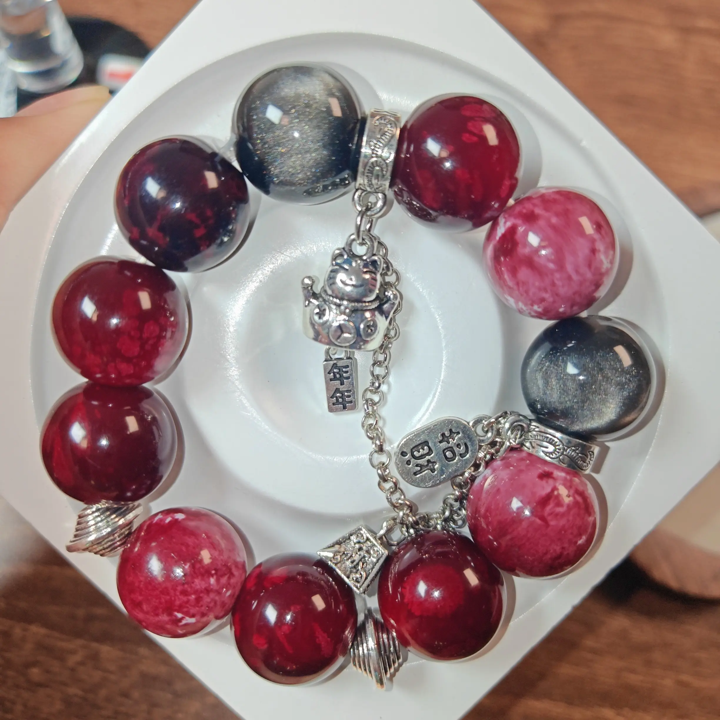 合金琉璃手链 合金琉璃手链 少女风原创设计清新气质显白