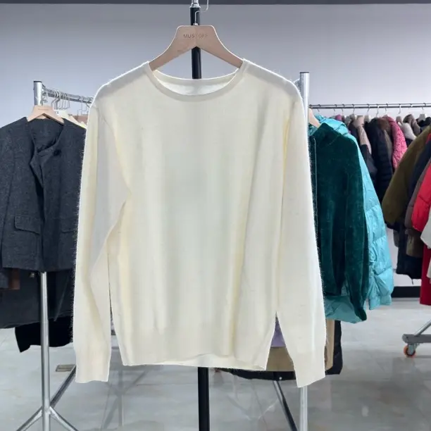 1精品毛衫女圆领长袖秋冬纯色简约针织衫不起球可机洗显瘦上衣