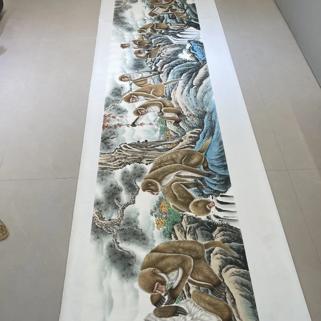 手绘国画（百猴献瑞图）