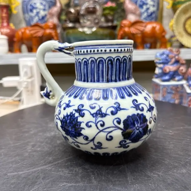 手工手绘海棠花陶瓷手把公道杯茶具分茶器