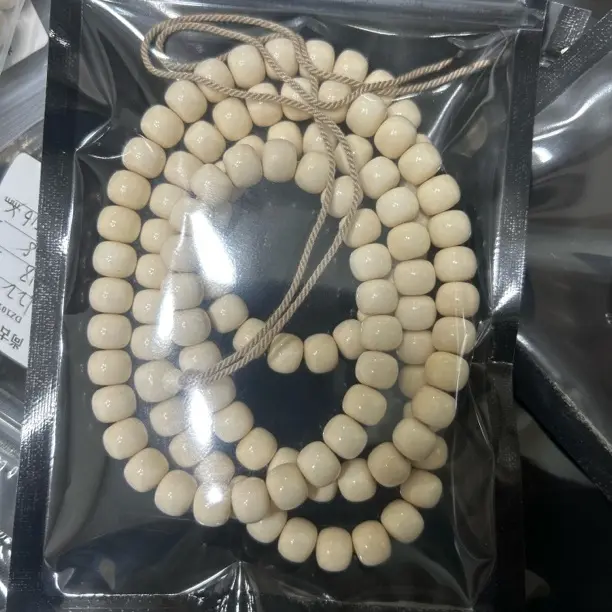 天然猛犸牙老型108串8*7mm精工文玩配饰支持复检满纹纯肉