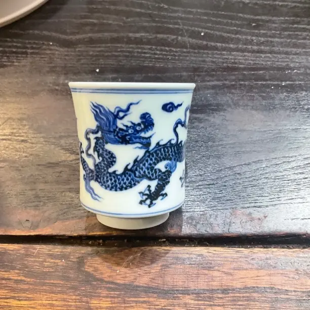 小小明堂青花手绘陶瓷主人杯