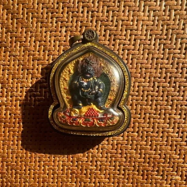 大黑天唐卡精雕手绘全身像擦擦唐卡项链复古民族风