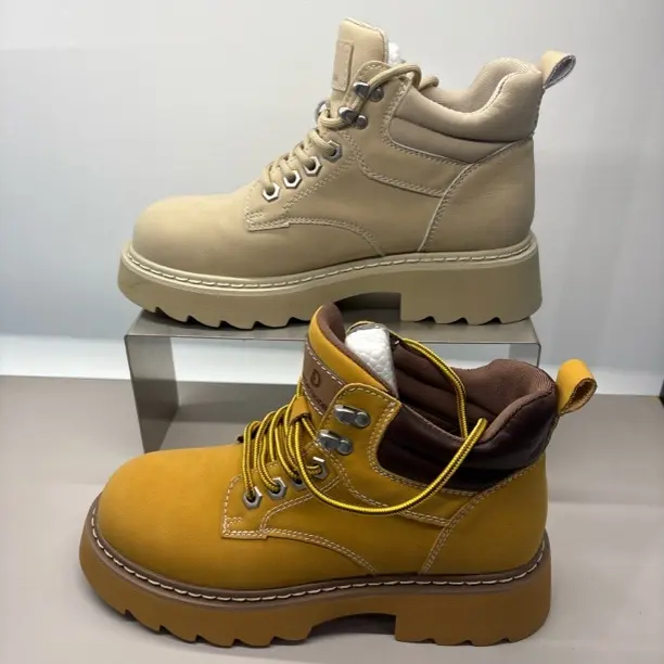 8003大黄靴秋季厚底马丁靴女英伦风百搭增高显瘦户外高帮登山短靴