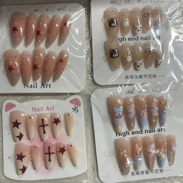 卡通学生手工穿戴甲中长款显白可拆卸高级感法式美甲贴片