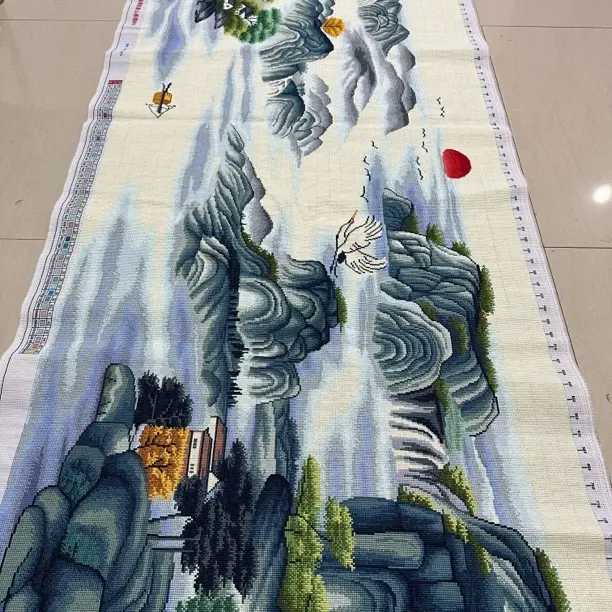2.3米新版本富春山居图纯手工十字绣成品客厅装饰