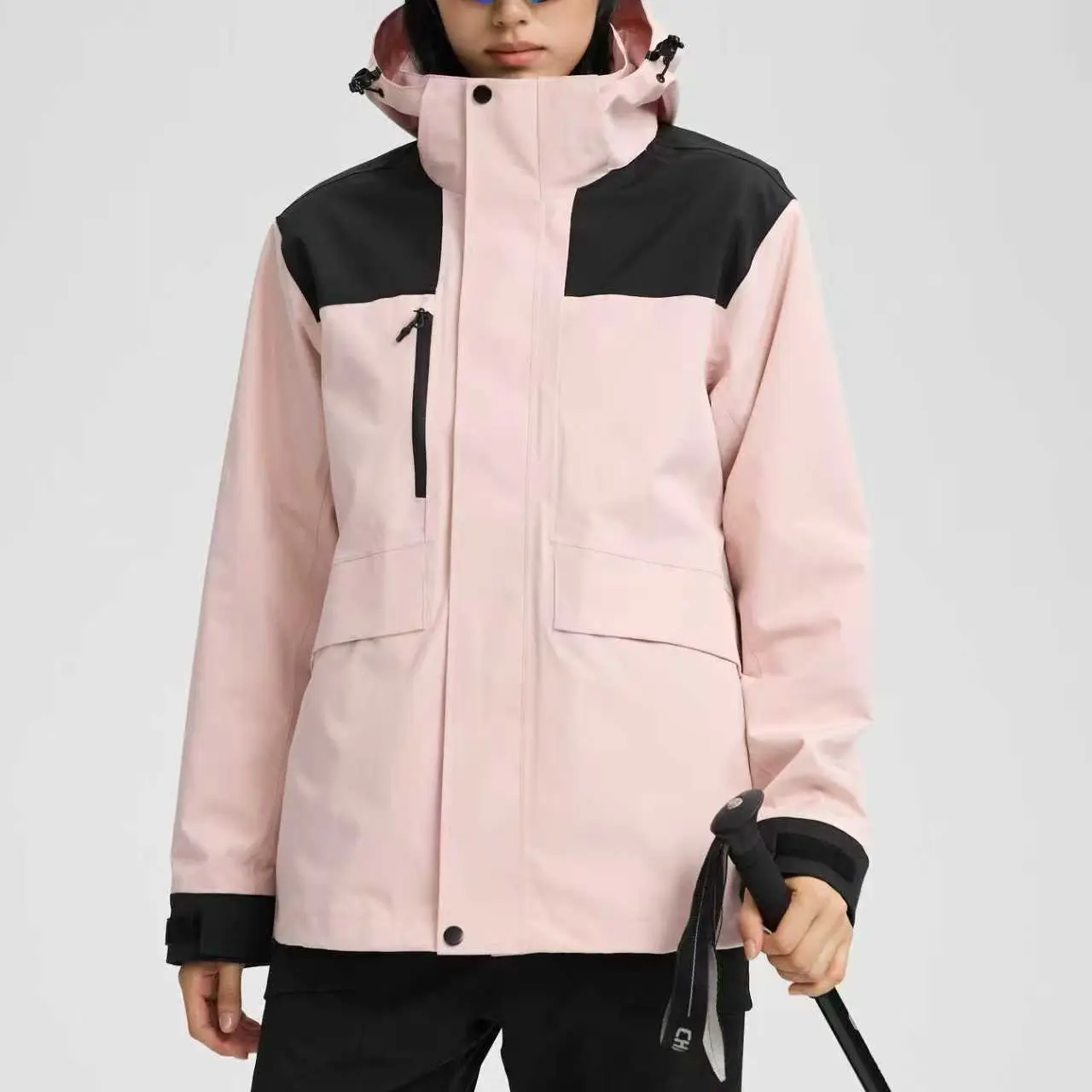 男女款户外三合一冲锋衣秋冬加绒防风防水可拆卸登山外套