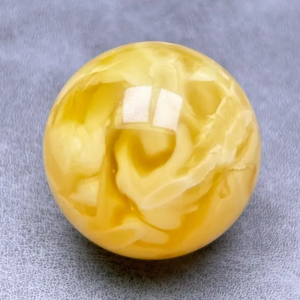 天然原矿橘金浓蜡白妖花圆珠29.3mm