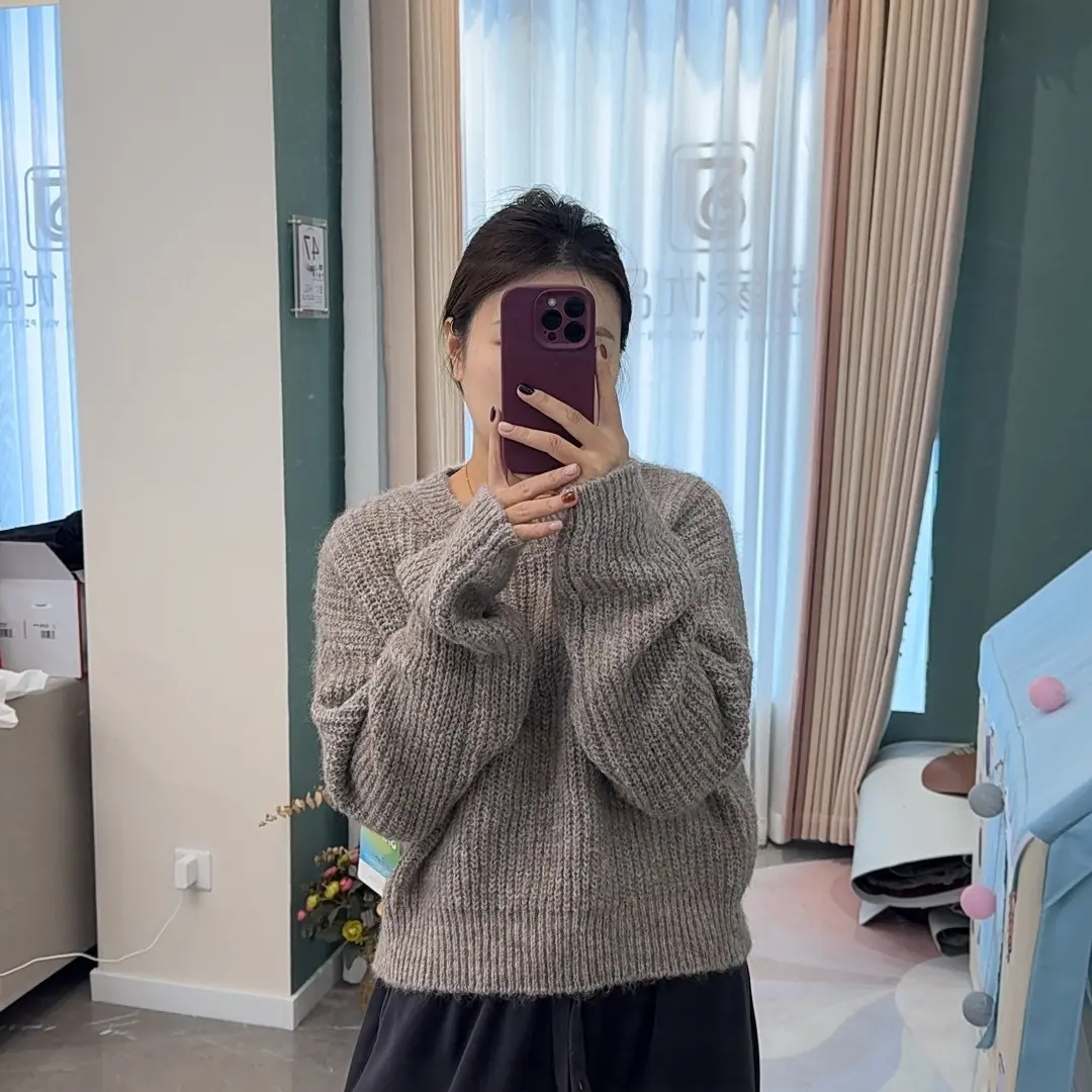 韩代特种纱开衫秋冬季保暖百搭针织毛衣宽松慵懒风长袖外套女