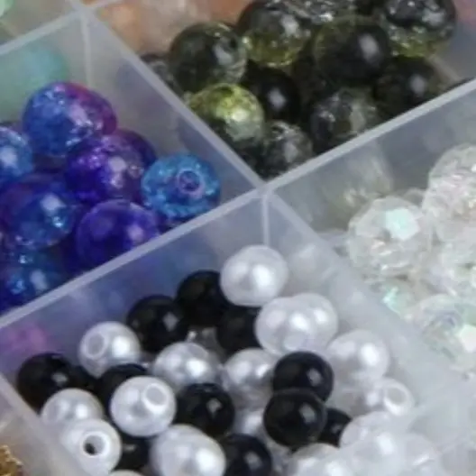 玻璃爆花珠裂纹碎花圆珠散珠装饰品配件琉璃珠串珠材料
