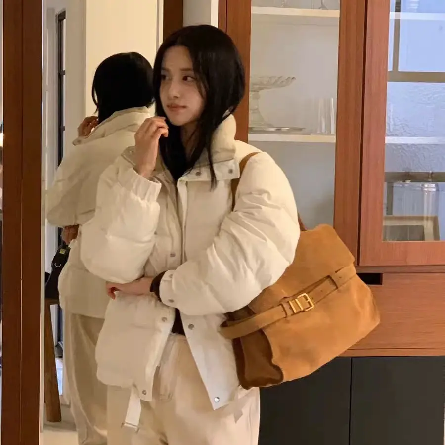 韩国东大门objet立领纯色简约洋气保暖羽绒服