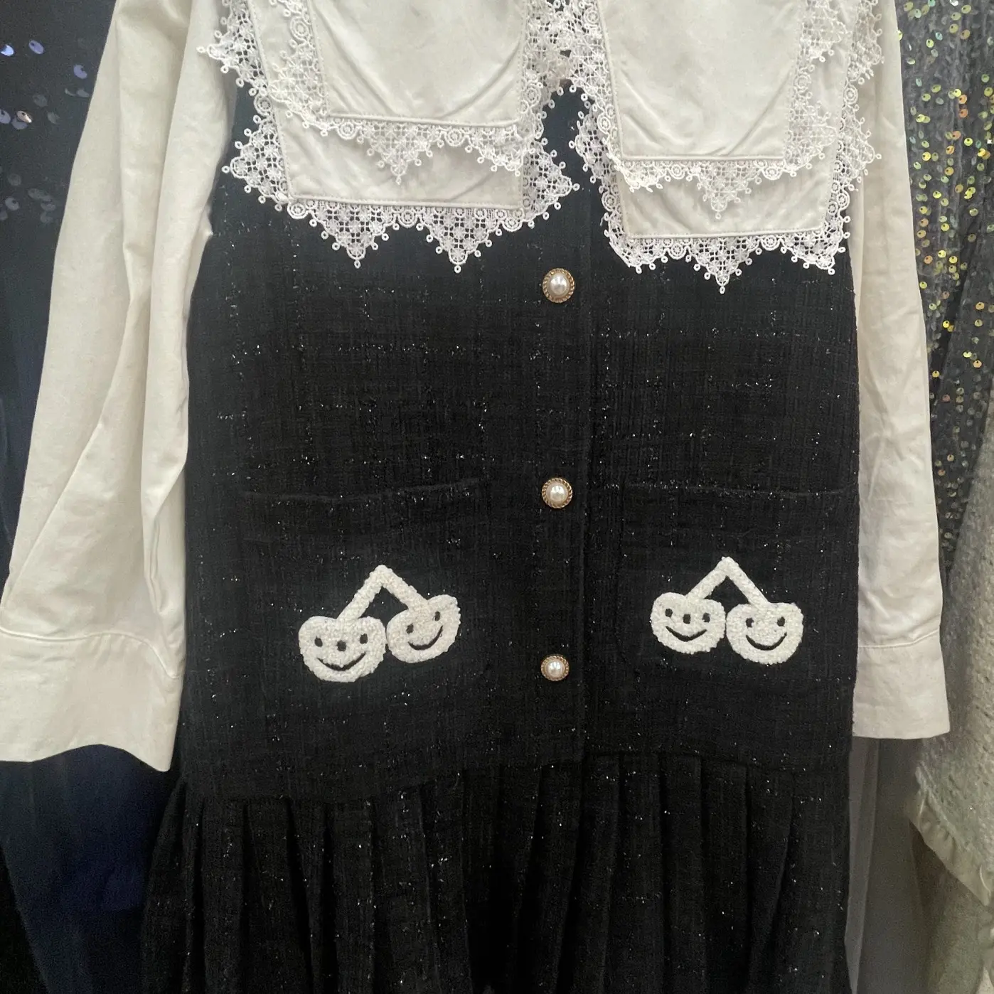 小香风两件套连衣裙（衬衫+背心裙）