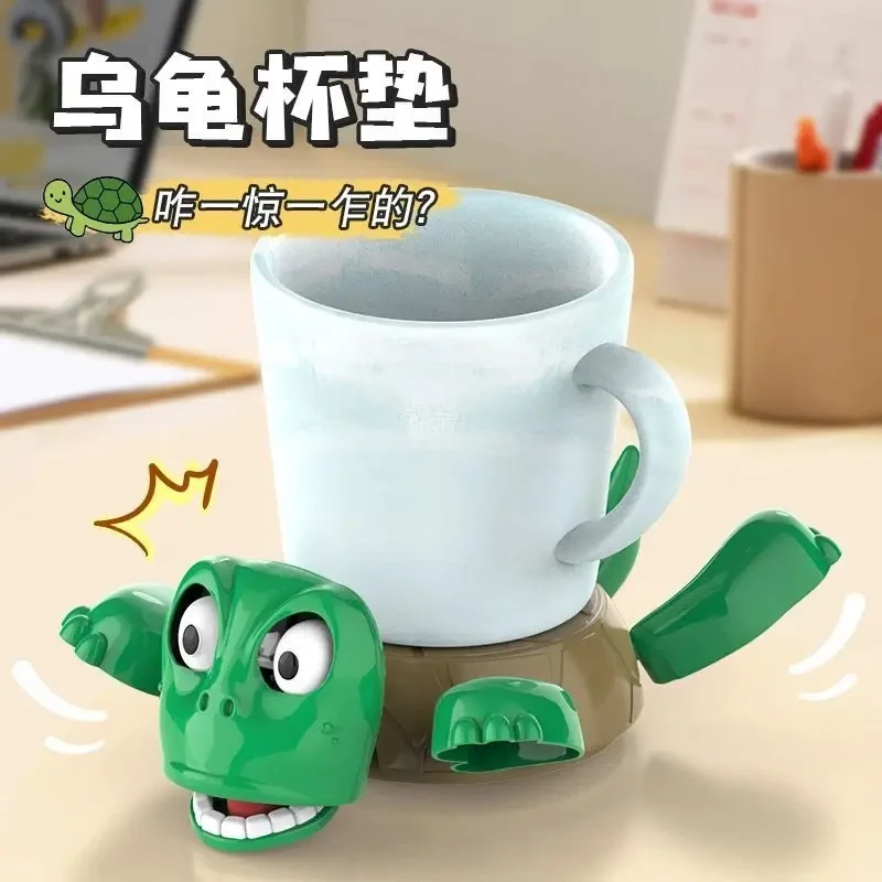 【谢楠papi酱同款】乌龟杯垫王八手机支架按压瞪眼搞怪创意桌面摆件