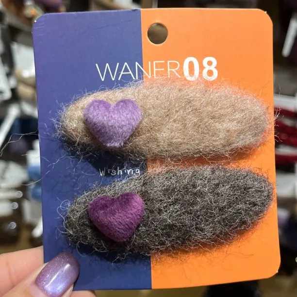 复古爱心毛绒风格发夹女前额碎发刘海夹头饰