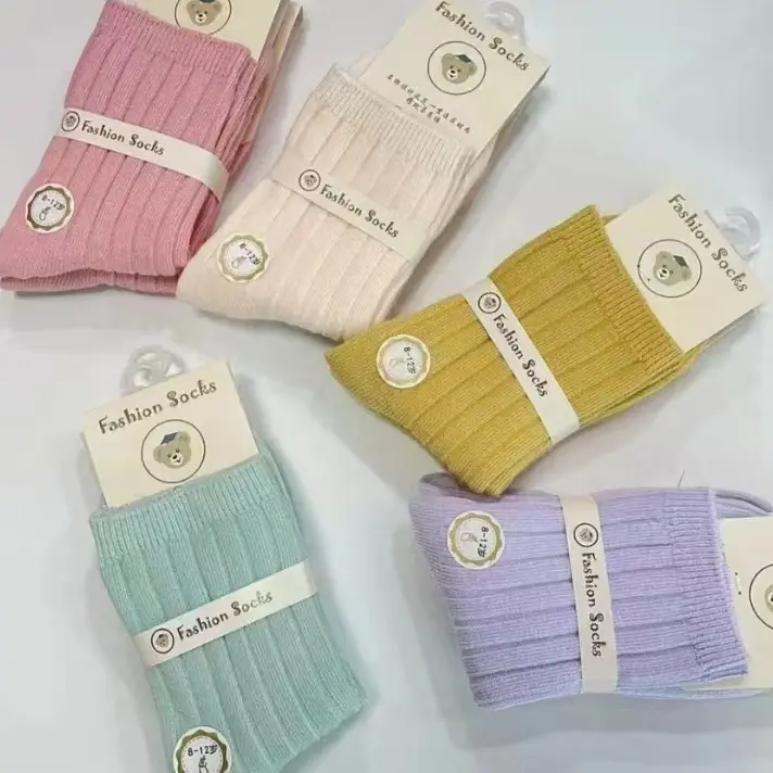 儿童棉袜秋冬纯棉双针中筒吸汗防臭休闲袜子