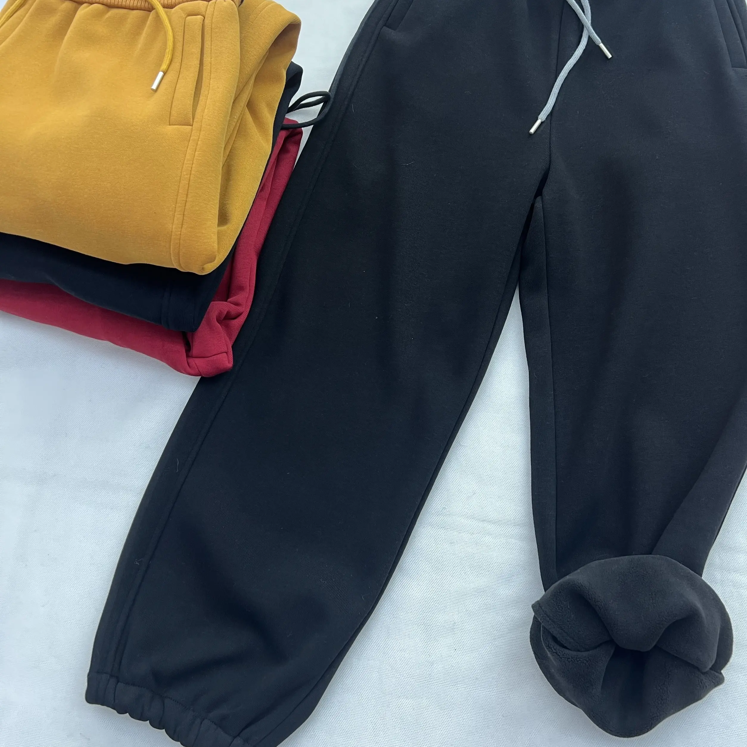 冬季加绒加厚抽绳束脚时尚百搭运动休闲保暖卫裤女松紧腰长裤