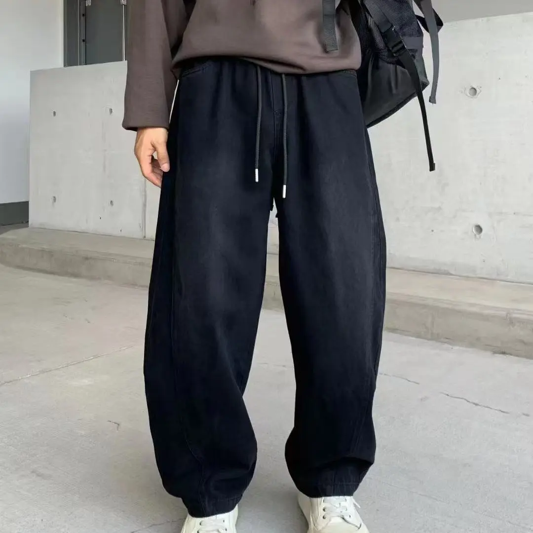 秋冬新款加绒加厚男士百搭宽松直筒潮流休闲卫裤