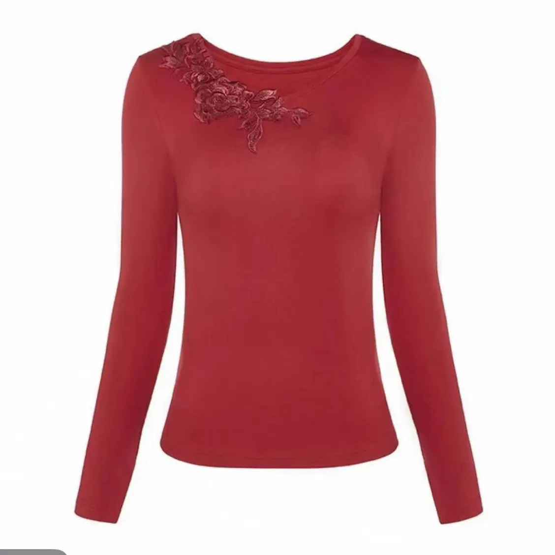 12黛 蛋白倍暖圆领绣花长袖保暖上衣HS00093