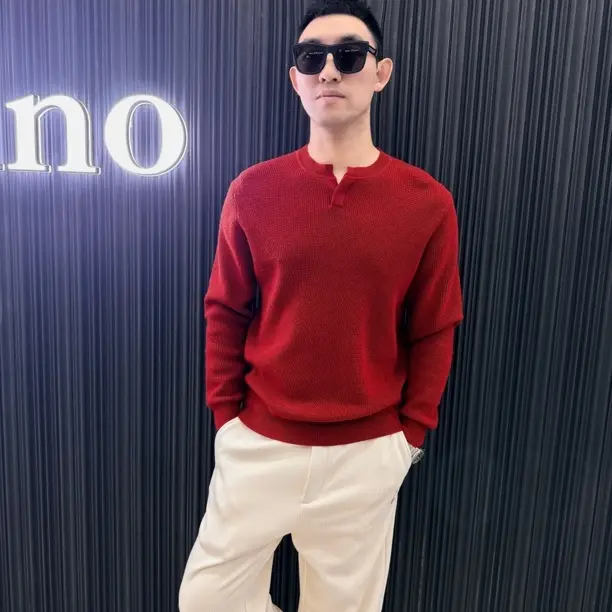 老钱风秋冬季针织绵羊毛V领打底衫，保暖高奢百搭男士毛衣