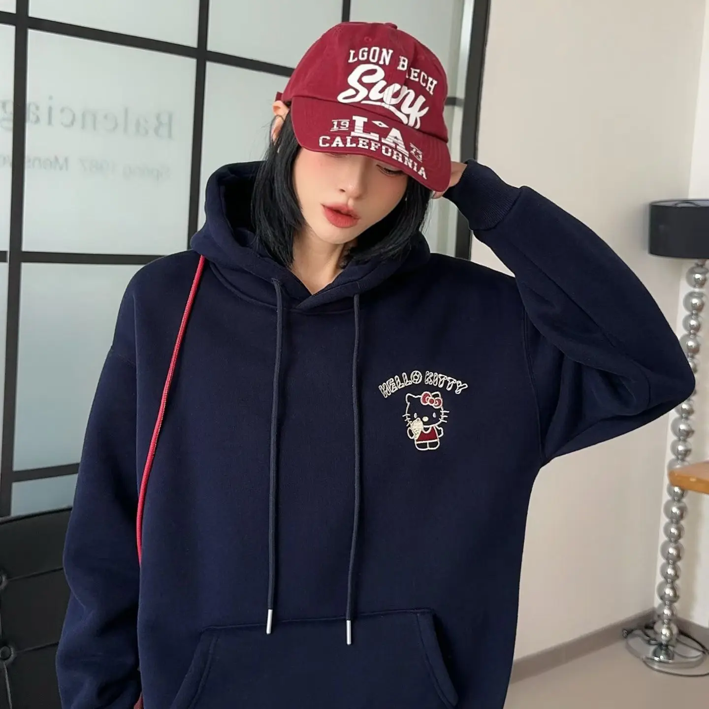 冬季韩系加绒连帽卫衣女宽松长袖休闲百搭上衣潮流