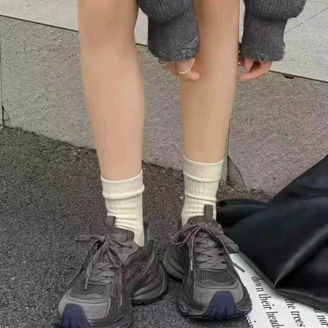 真皮加绒厚底老爹鞋女秋冬新款增高时尚百搭休闲运动鞋