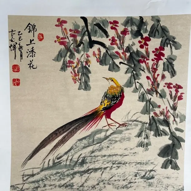 曹光辉老师三尺斗方花鸟手绘作品 纯手绘