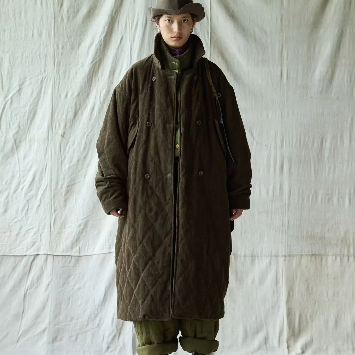 左岸迷香25秋冬秋冬复古条绒长款棉衣外套时尚保暖