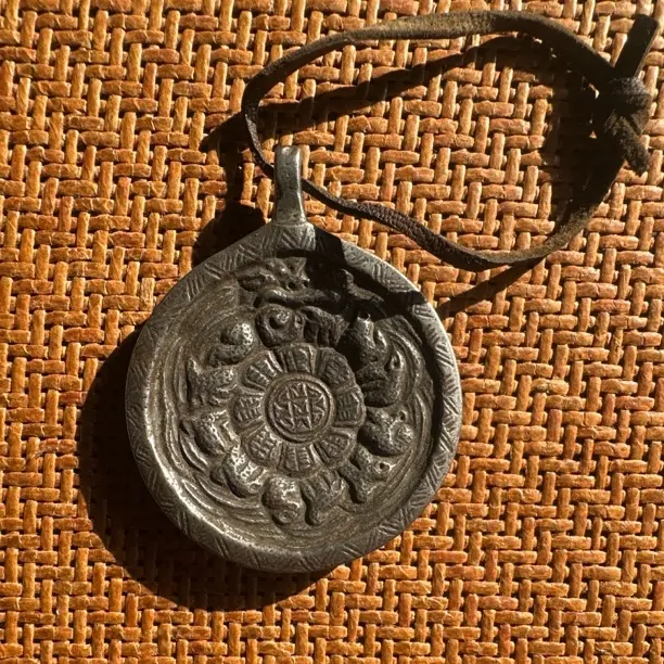 利马铜纯铜47mm尺寸九宫八卦牌蛙嘴造型挂件