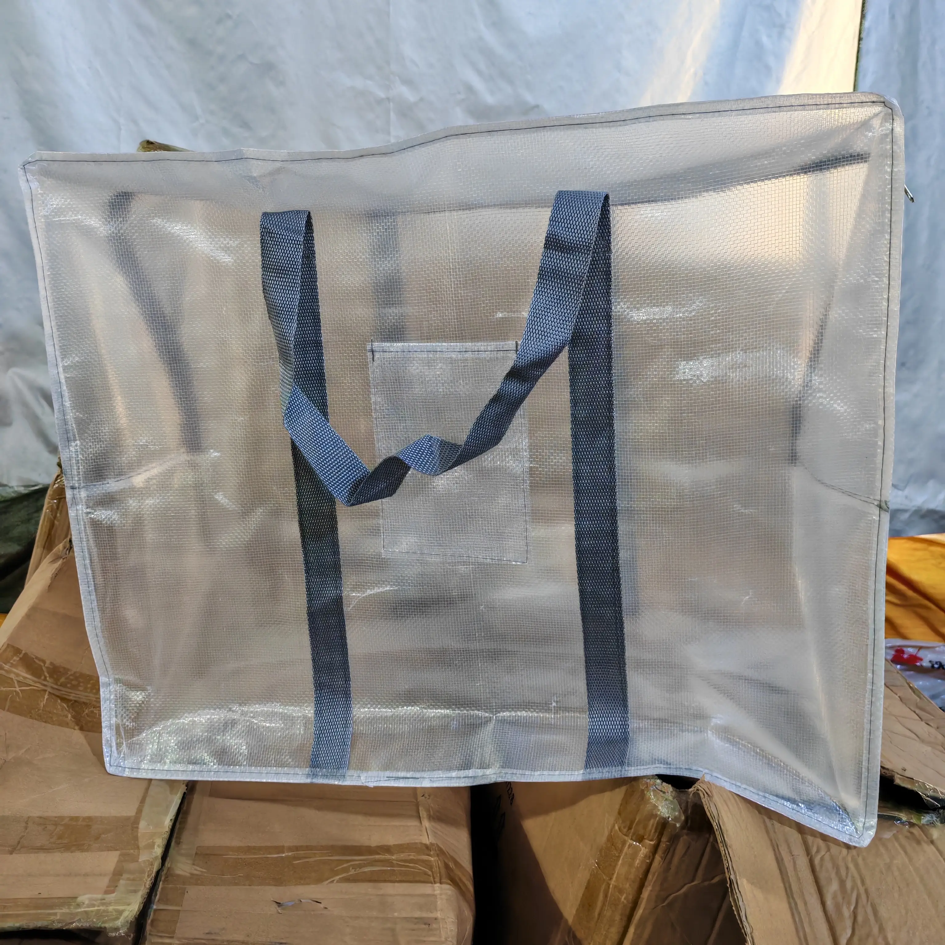 超大号全透明防水环保编织搬家袋衣物棉被收纳袋60*50*29cm微瑕