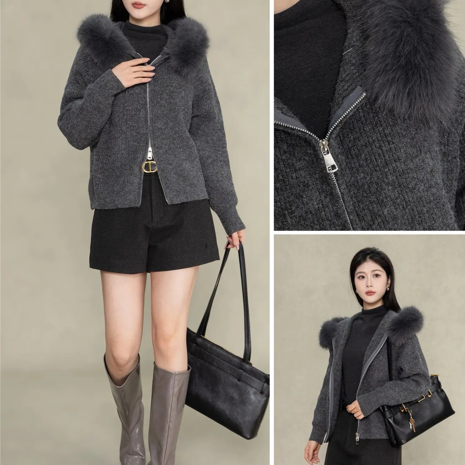 湖南她之蝶 25 冬连帽 2254170 双拉链宽松保暖显瘦