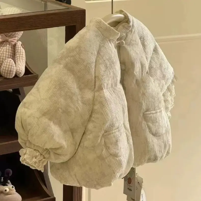 女童棉服冬装新款儿童加厚保暖宽松轻薄夹棉外套宝宝百搭上衣