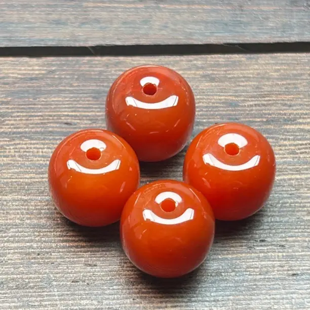 南红玛瑙老型珠单珠柿子红火焰纹配饰