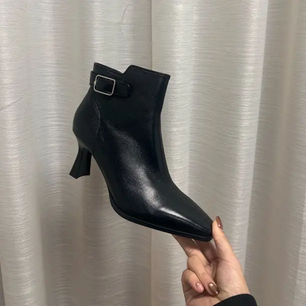 短靴百搭时装靴瘦瘦靴平底女靴气质女鞋尖头秋冬高跟短靴15631