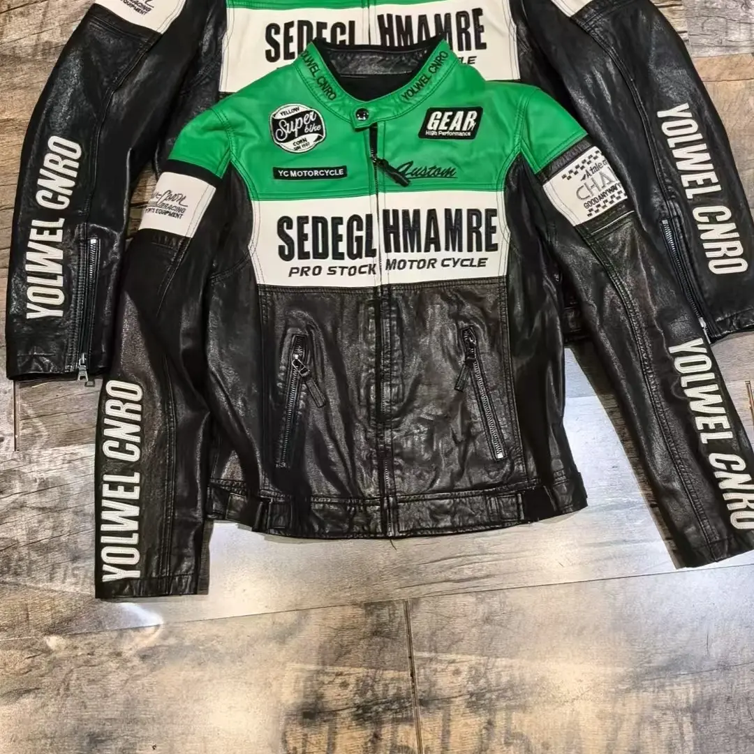 机车风厚款皮衣修身型常规款薄款绗缝秋季立领刺绣