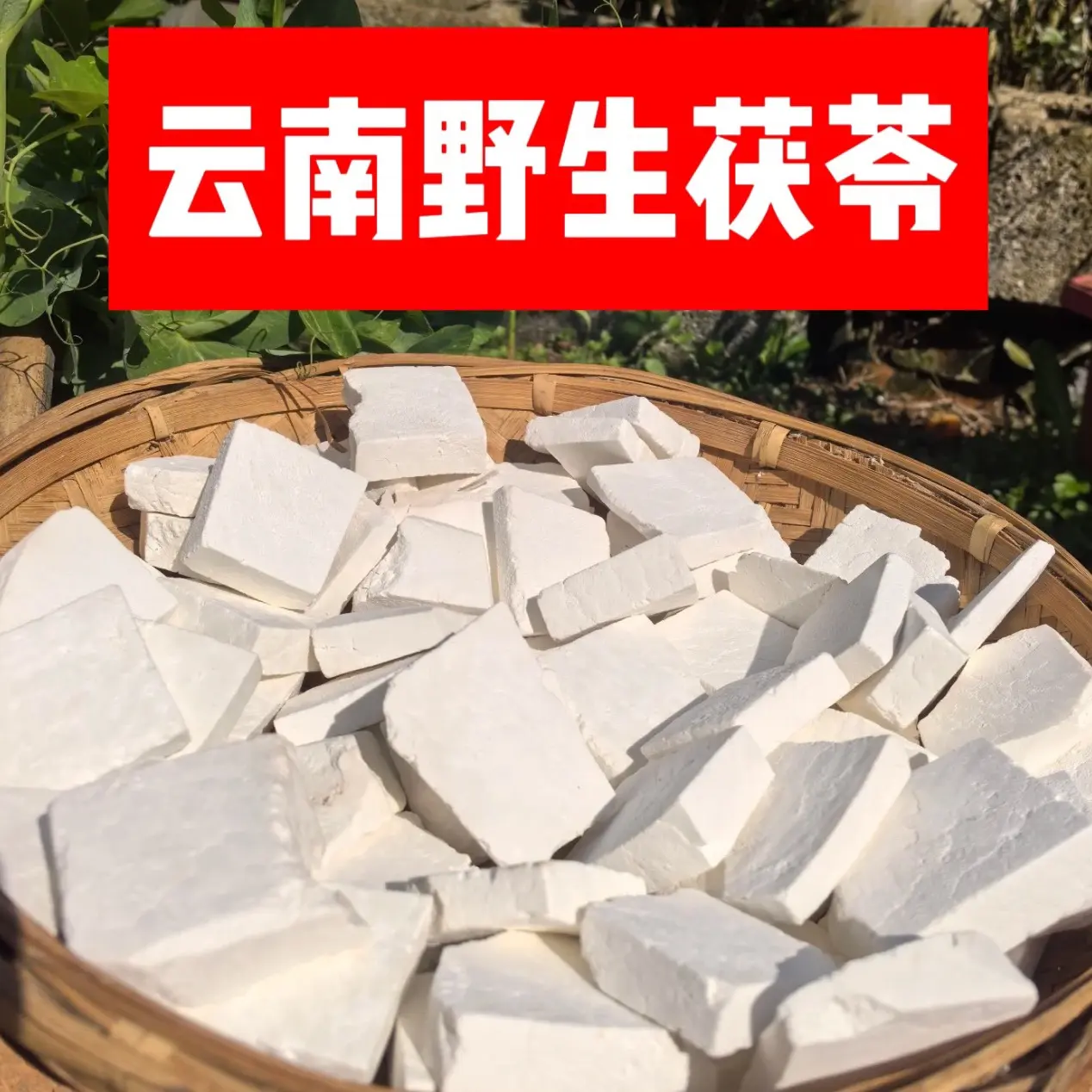 云南农家生切无硫原色茯苓块