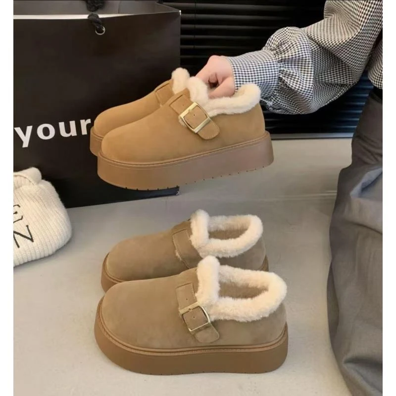 厚底雪地靴女款冬季加绒美拉德乐福棉鞋2025新款一脚蹬复古勃肯bh