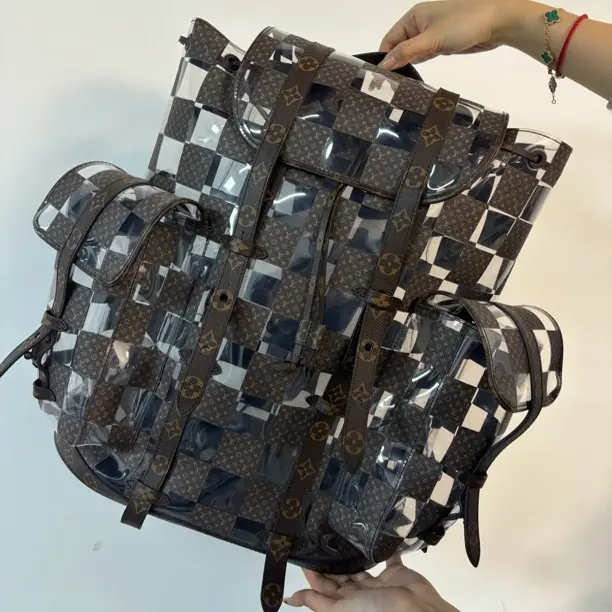 99新 LouisVuitton/路易威登 二手. Christopher透明棋盘格双肩cl