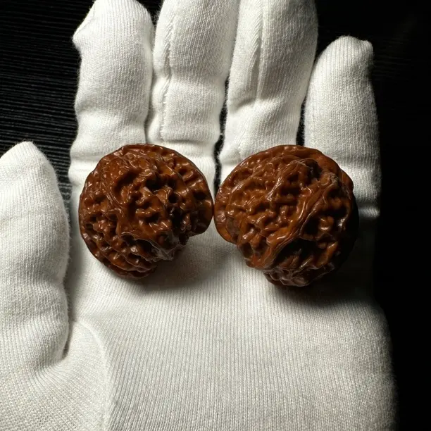 文玩核桃四座楼狮子头麒麟纹官帽把玩手把件