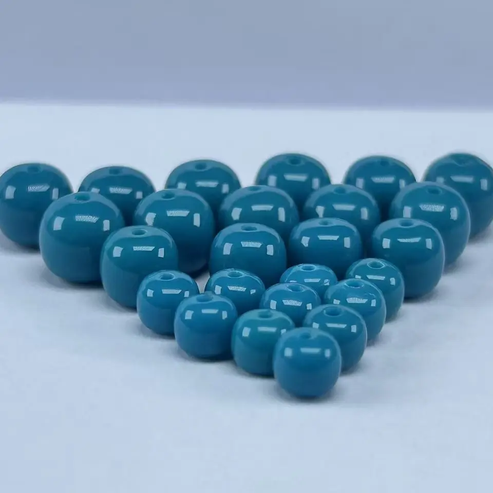 高瓷玉化蓝色老型文玩单珠