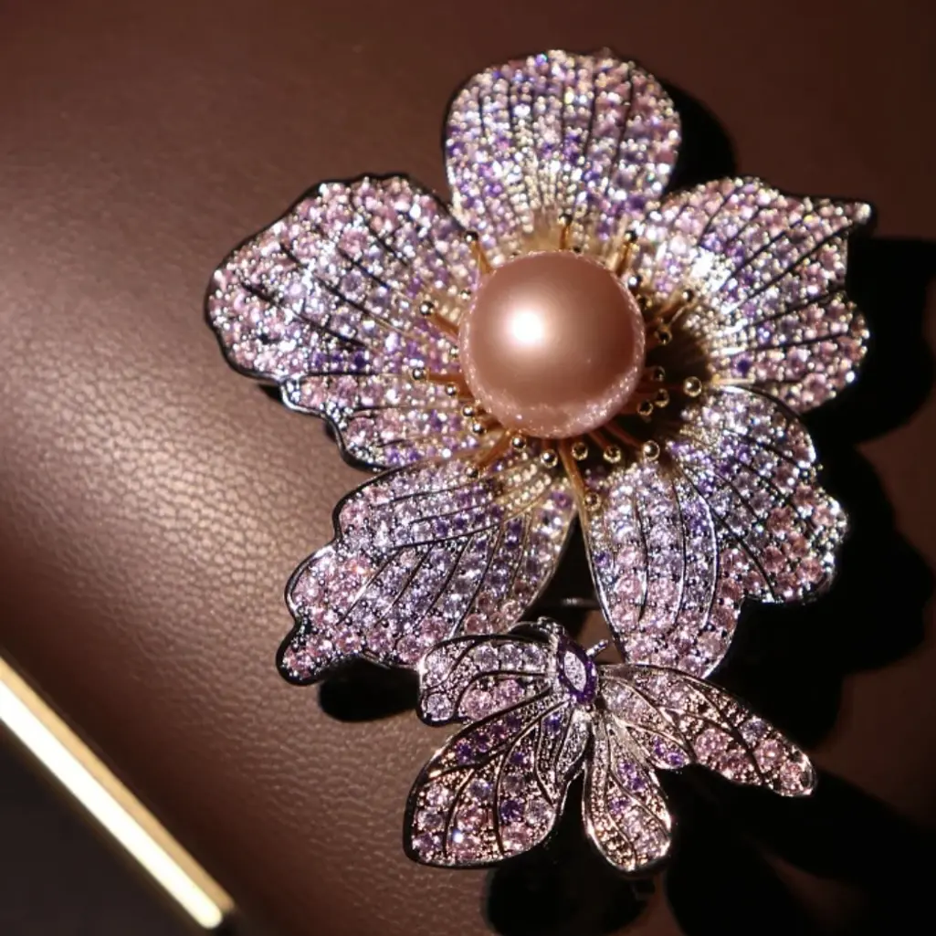 天然淡水珍珠高端胸针A243