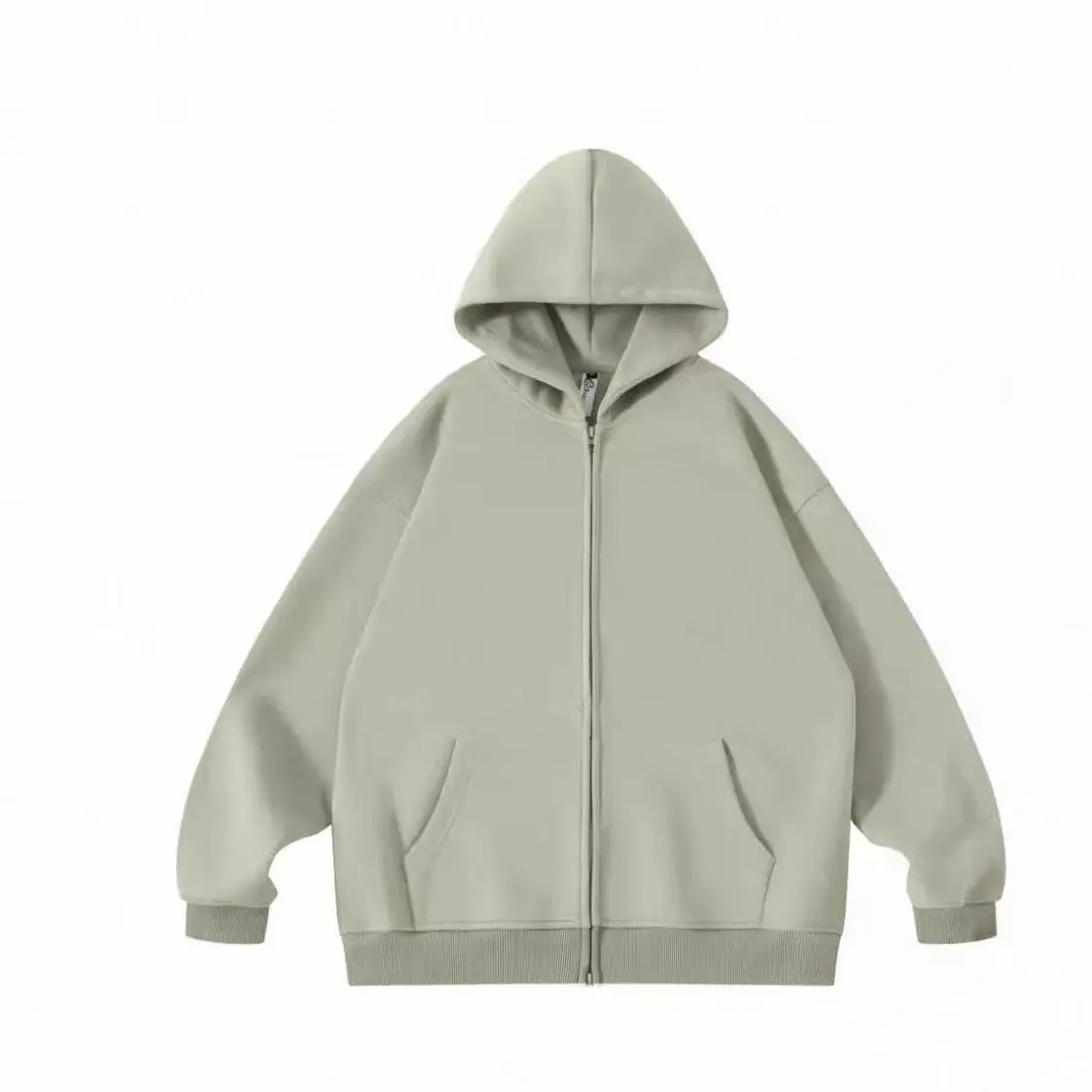 美式复古重磅纯色连帽卫衣开衫男女宽松情侣春秋休闲外套