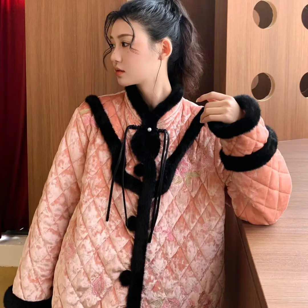 原艾慕优锦绣前程秋冬新中式撞色刺绣加棉加厚可外穿睡衣家居服