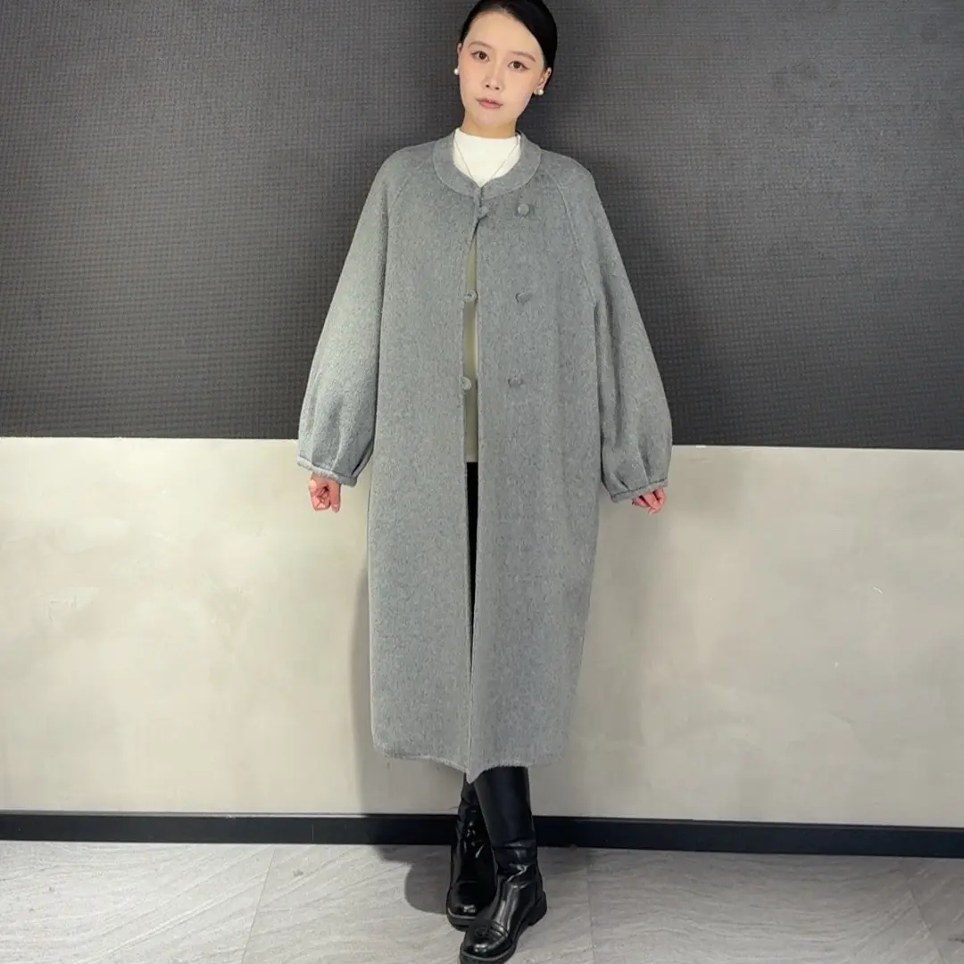 天丝羊毛大衣秋冬新款轻奢新中式长款气质双面大衣25100