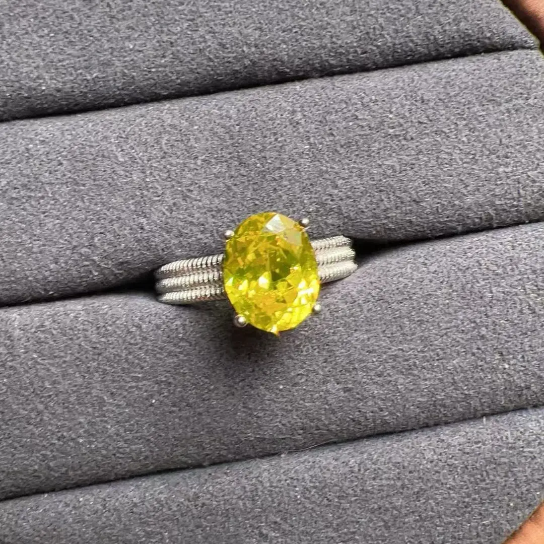 培育蓝宝石黄色蓝宝石轻奢时尚925开口戒