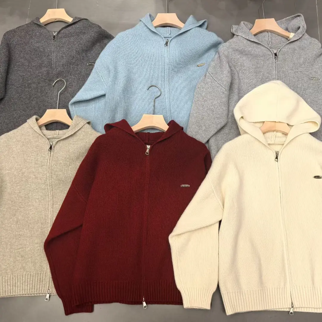 大版连帽外套女士卫衣双拉链开衫针织衫加厚宽松帽衫