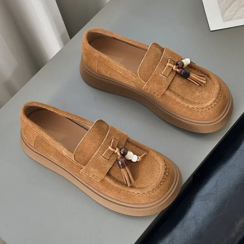 67A8038秋季休闲风复古勃肯鞋单鞋纯色减龄圆头胶粘